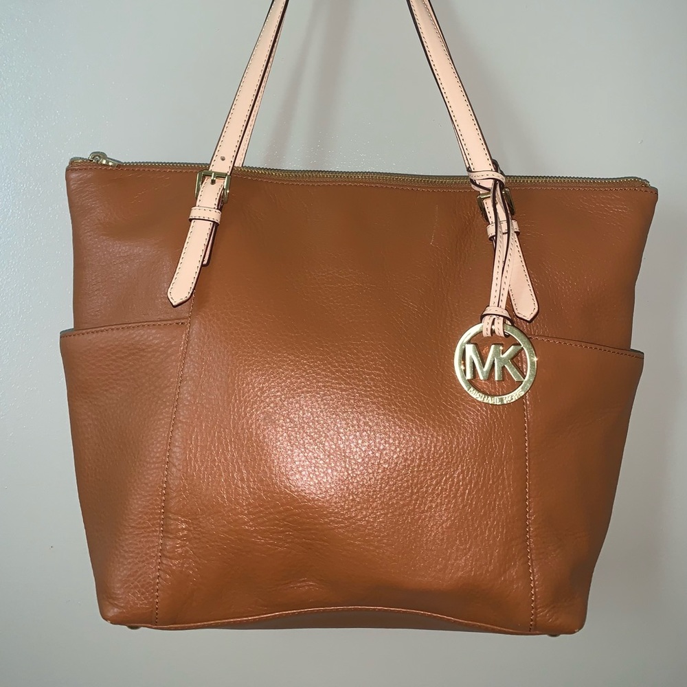 Michael Kors brown leather tote bag